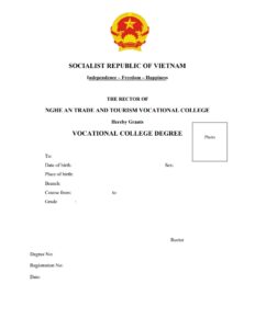 Dịch bằng tốt nghiệp Cao đẳng nghề sang tiếng Anh